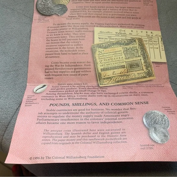 VTG Colonial
Williamsburg Bundle of 10 
One Dollar Bills 1996 in Orig Pamphlet - Picture 8 of 16